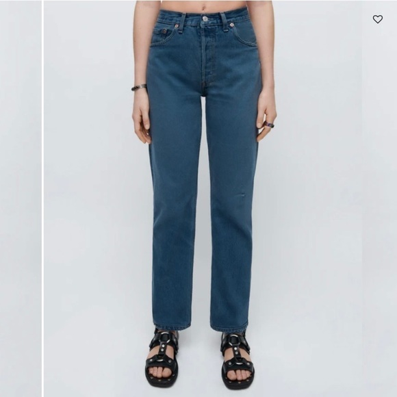 RE/DONE Levi’s Button Fly Tinted Steel Blue 90’s Jeans New With Tags - Picture 1 of 16